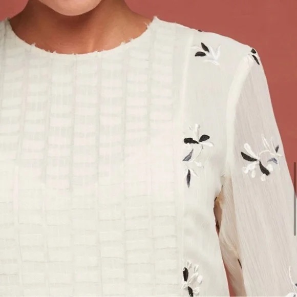 NWT Feather Bone Anthropologie Feuille Embroidered Size 4 Tunic Dress - Picture 7 of 11